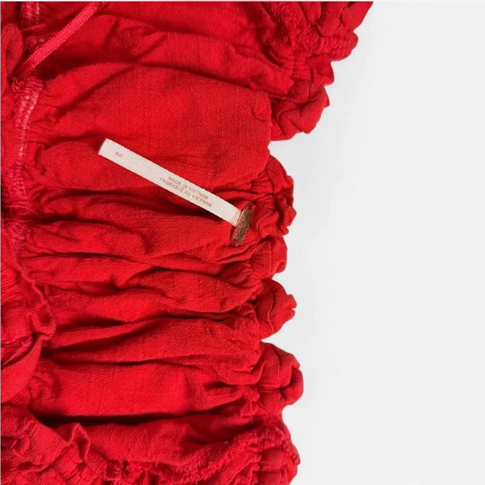 Red Ruffle Short Sleeved Mini Dress - Picture 5 of 5